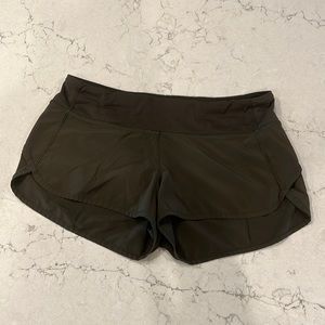 Lululemon speed up short, olive green, size 6 - 2.5” inseam.